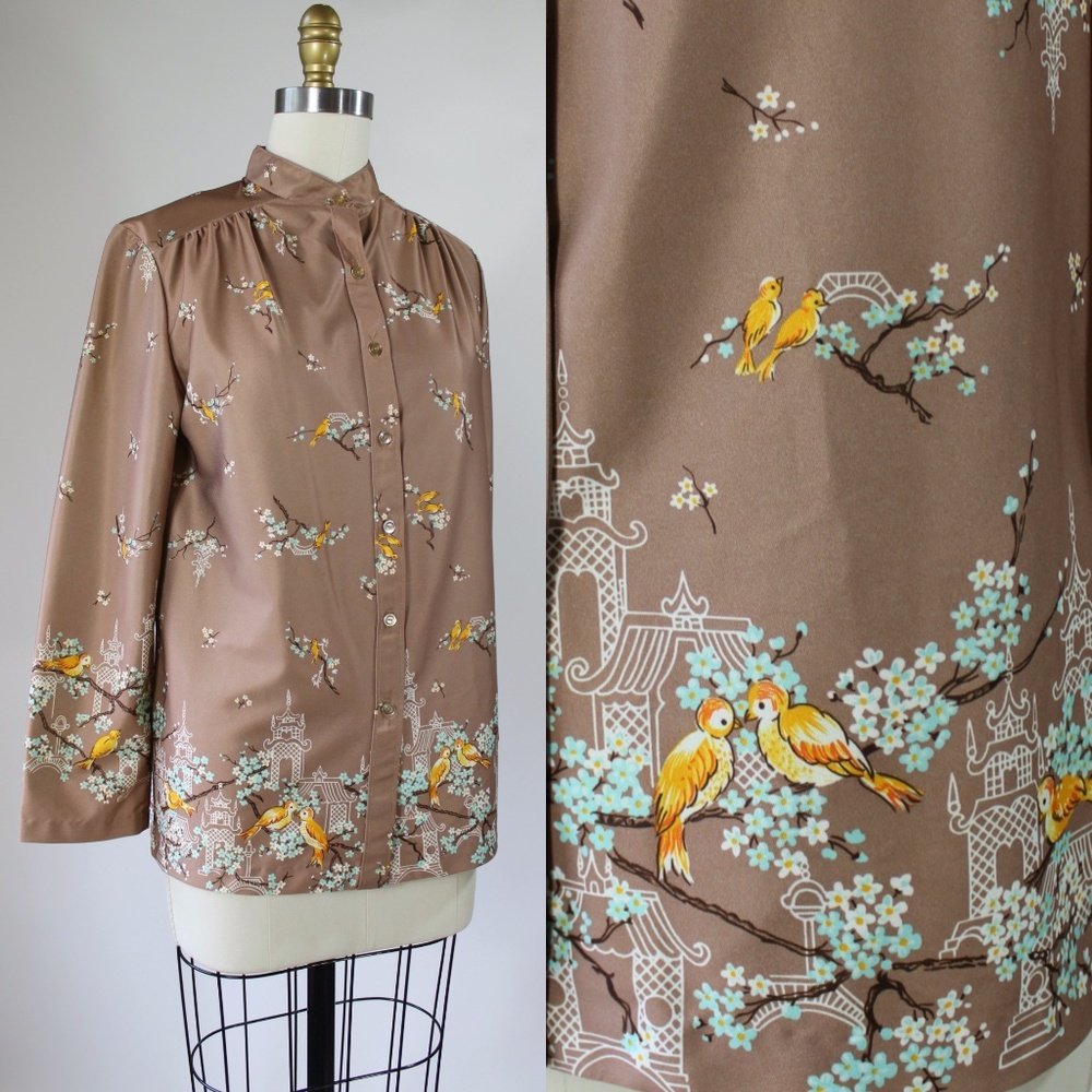 Adorable Vintage 70s "Lovebirds" Tunic Top